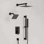 Wall Mount High-Pressure Rainfall Shower Faucet, Dual Showerheads System with Handheld Shower SFS-1059-BK10 - Matte Black