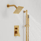 Wall Mount High-Pressure Rainfall Shower Faucet, Dual Showerheads System with Handheld Shower SFS-1059-GD10 - Brushed Gold