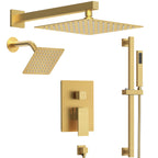 Wall Mount High-Pressure Rainfall Shower Faucet, Dual Showerheads System with Handheld Shower SFS-1059-GD10 - Brushed Gold