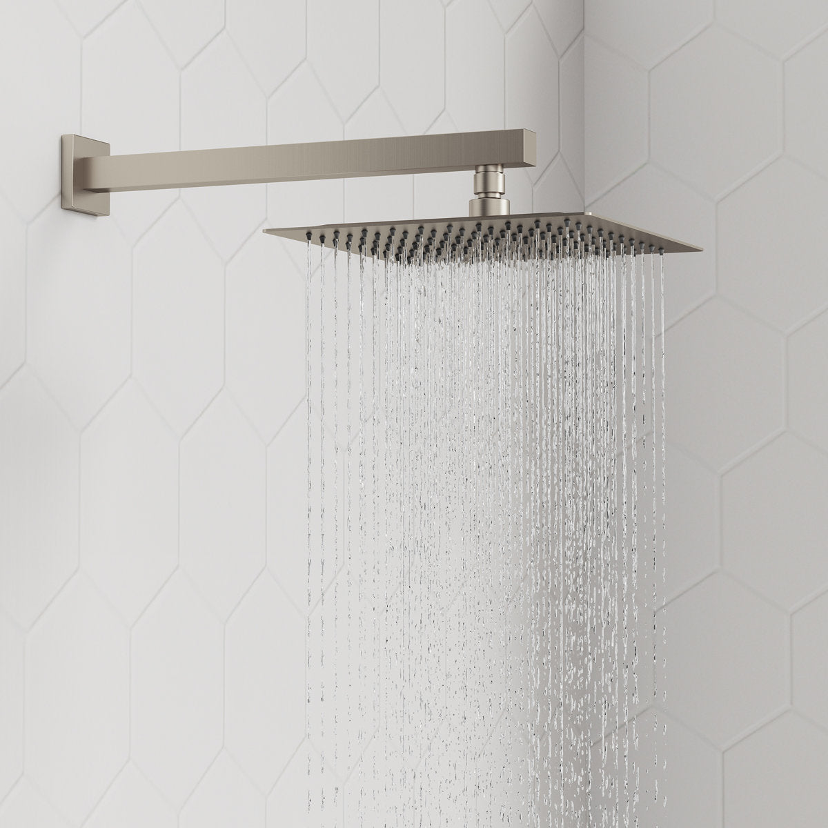 Wall Mount High-Pressure Rainfall Shower Faucet, Dual Showerheads System with Handheld Shower SFS-1059-NK10 - Brushed Nickel