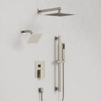Wall Mount High-Pressure Rainfall Shower Faucet, Dual Showerheads System with Handheld Shower SFS-1059-NK10 - Brushed Nickel