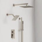 Wall Mount High-Pressure Rainfall Shower Faucet, Dual Showerheads System with Handheld Shower SFS-1059-NK10 - Brushed Nickel
