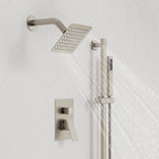 Wall Mount High-Pressure Rainfall Shower Faucet, Dual Showerheads System with Handheld Shower SFS-1059-NK10 - Brushed Nickel