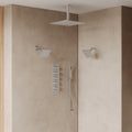 Thermostatic Shower System, Ceiling Mount 16" Rainfall Shower Faucet, 6" Wall Mount Dual Showerheads with Handheld Spray SFS-1062-NK16 - Brushed Nickel