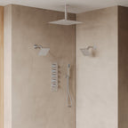 Thermostatic Shower System, Ceiling Mount 16" Rainfall Shower Faucet, 6" Wall Mount Dual Showerheads with Handheld Spray SFS-1062-NK16 - Brushed Nickel