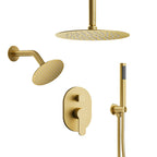 Ceiling Mount High-Pressure Rainfall Shower Faucet, Dual Showerheads System with Rough-in Valve, Handheld Shower SFS-1057-GD10 - Brushed Gold