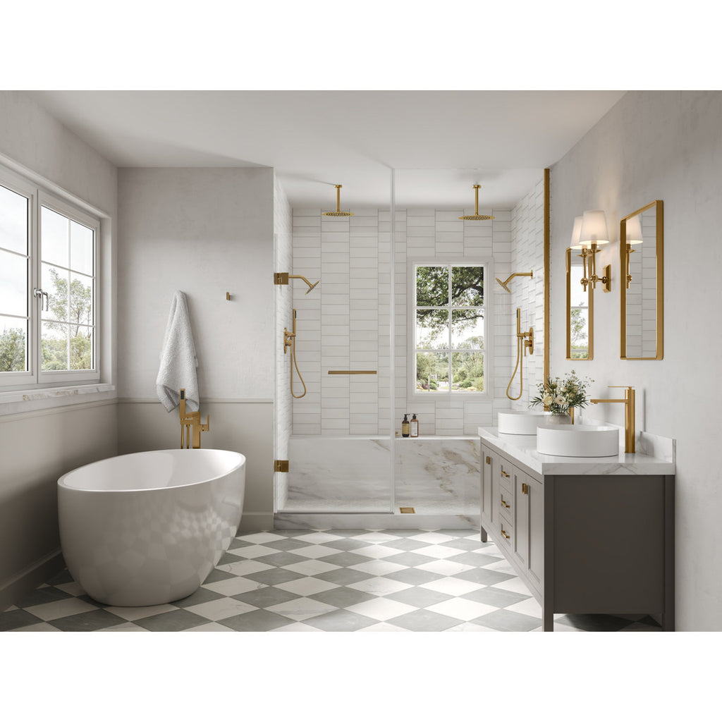 Ceiling Mount High-Pressure Rainfall Shower Faucet, Dual Showerheads System with Rough-in Valve, Handheld Shower SFS-1057-GD10 - Brushed Gold