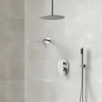 Ceiling Mount High-Pressure Rainfall Shower Faucet, Dual Showerheads System with Rough-in Valve, Handheld Shower SFS-1057-NK10 - Brushed Nickel