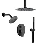 Ceiling Mount High-Pressure Rainfall Shower Faucet, Dual Showerheads System with Rough-in Valve, Handheld Shower SFS-1057-BK10 - Matte Black