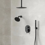 Ceiling Mount High-Pressure Rainfall Shower Faucet, Dual Showerheads System with Rough-in Valve, Handheld Shower SFS-1057-BK10 - Matte Black