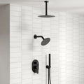 Ceiling Mount High-Pressure Rainfall Shower Faucet, Dual Showerheads System with Rough-in Valve, Handheld Shower SFS-1057-BK10 - Matte Black