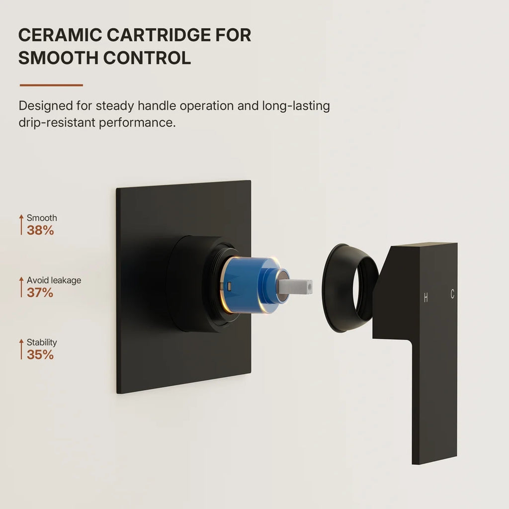 One Handle Wall Mount Waterfall Roman Tub Faucet LP91-YG - Matte Black