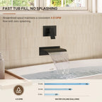 One Handle Wall Mount Waterfall Roman Tub Faucet LP91-YG - Matte Black