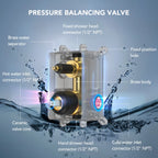 Pressure-Balanced Shower System, 6-Inch Rainfall Shower Faucet with Rough-in Valve LP0021-LY - Matte Black