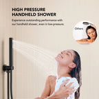 Pressure-Balanced Shower System, 6-Inch Rainfall Shower Faucet with Rough-in Valve LP0021-LY - Matte Black