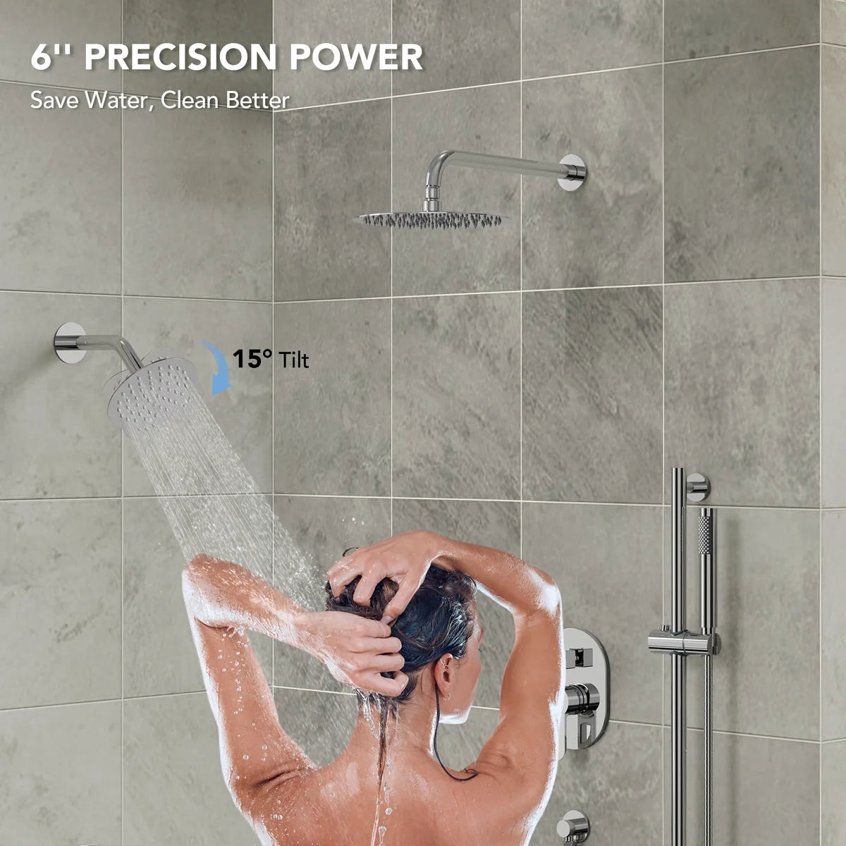 PressureBalanced Shower System, 10" Rainfall Dual Showerheads with Handheld Shower LP06657-LY - Chrome