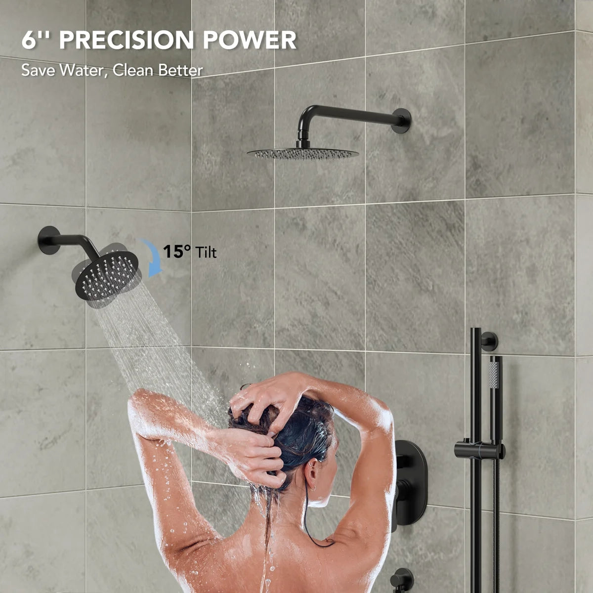 PressureBalanced Shower System, 10" Rainfall Dual Showerheads with Handheld Shower LP03320-LY - Matte Black
