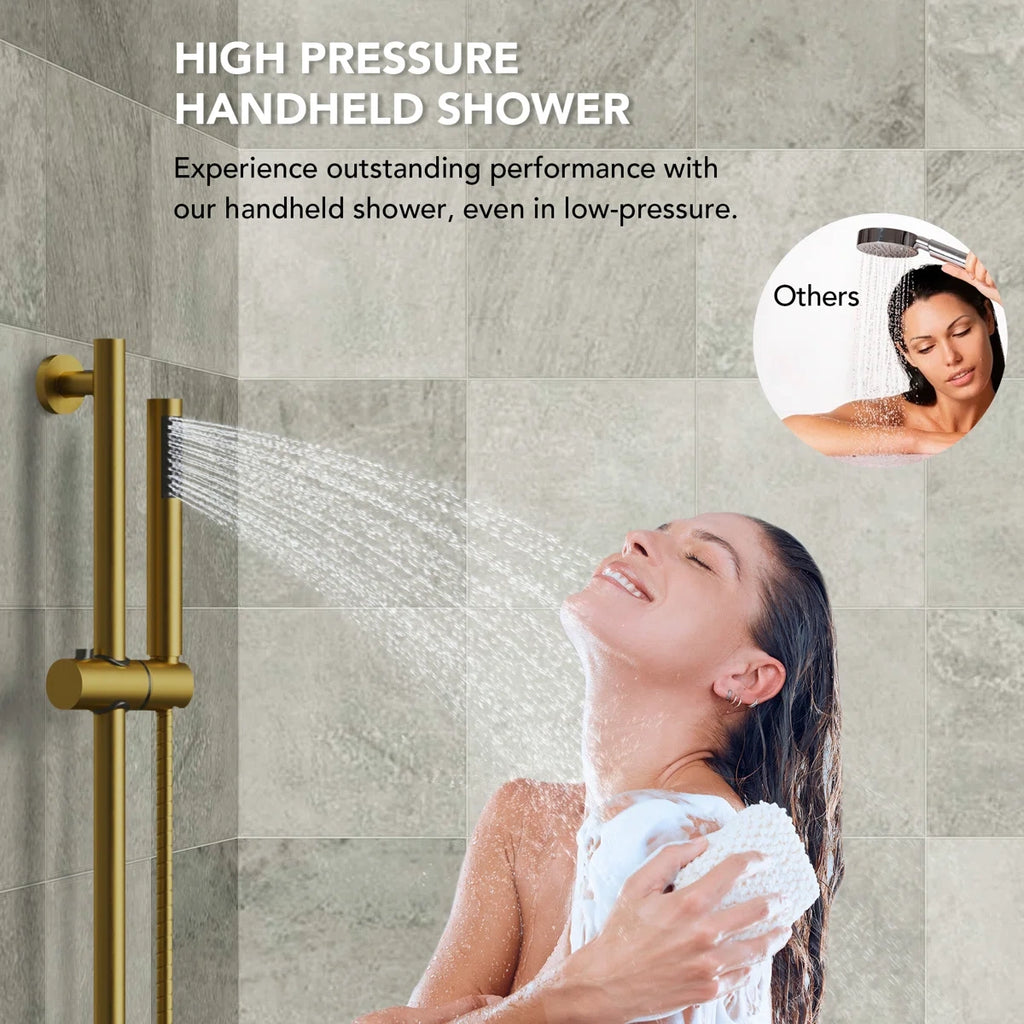 PressureBalanced Shower System, 10" Rainfall Dual Showerheads with Handheld Shower LP02332-LY - Brushed Gold