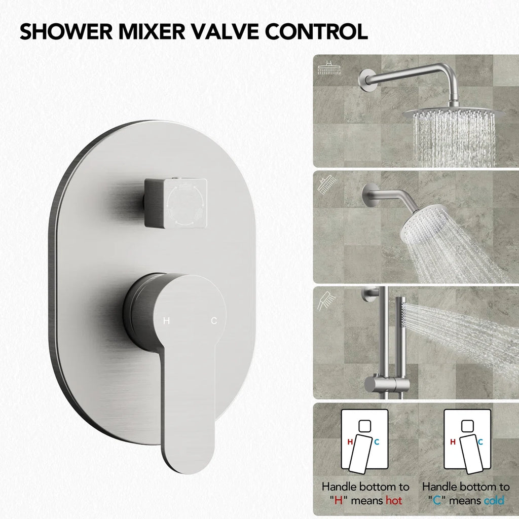 PressureBalanced Shower System, 10" Rainfall Dual Showerheads with Handheld Shower LP0221023-LY - Brushed Nickel