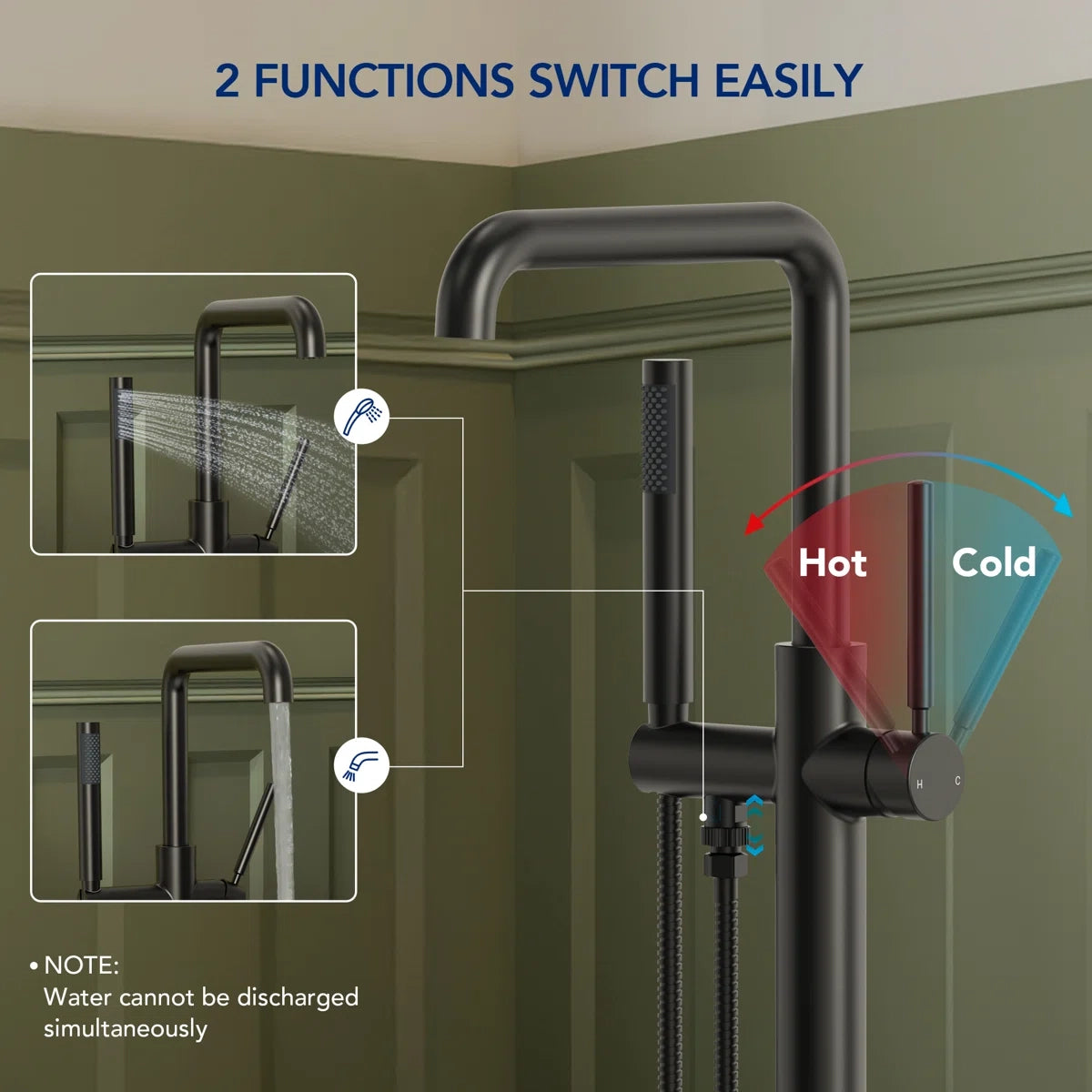 Single Handle Freestanding Tub Filler with Diverter LP900-YG - Matte Black