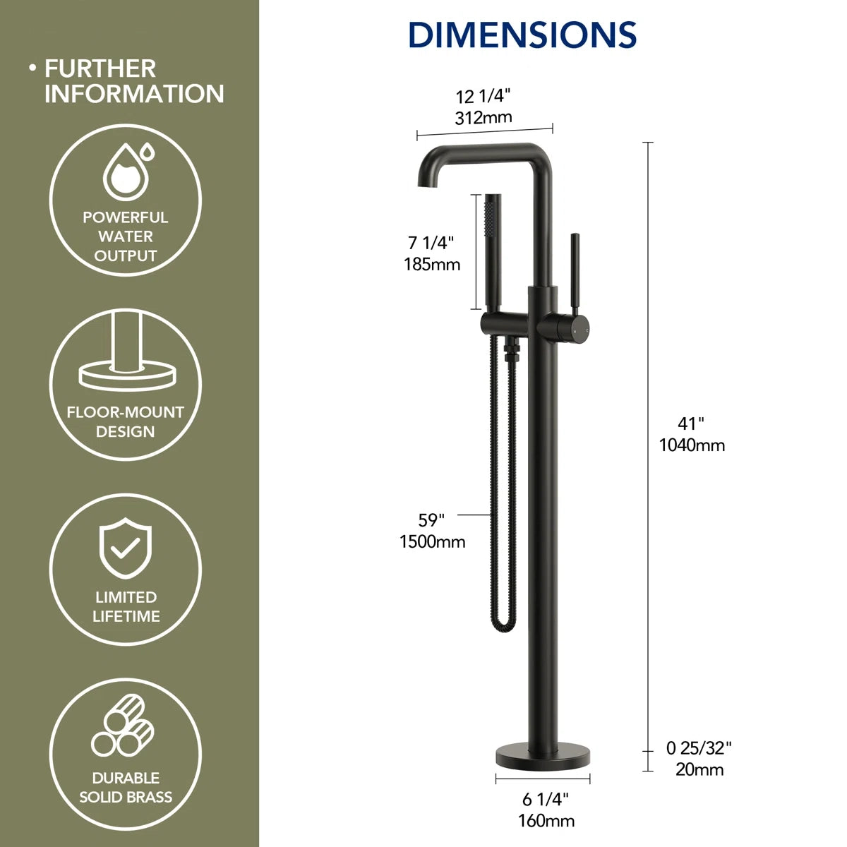Single Handle Freestanding Tub Filler with Diverter LP900-YG - Matte Black