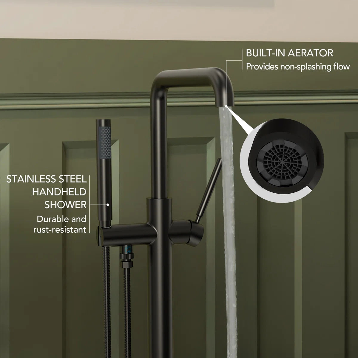 Single Handle Freestanding Tub Filler with Diverter LP900-YG - Matte Black