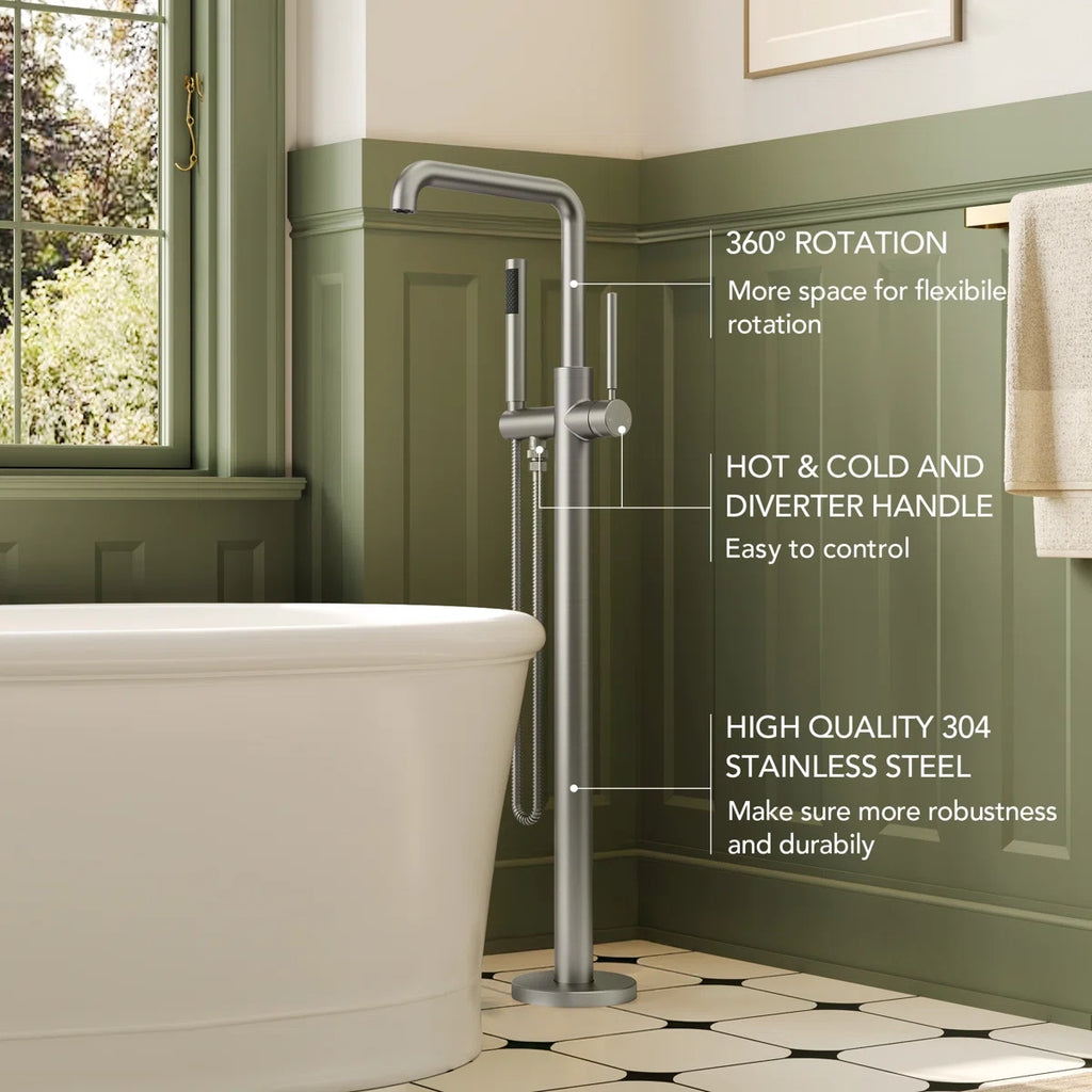 Single Handle Freestanding Tub Filler with Diverter LP901-YG - Brushed Nickel