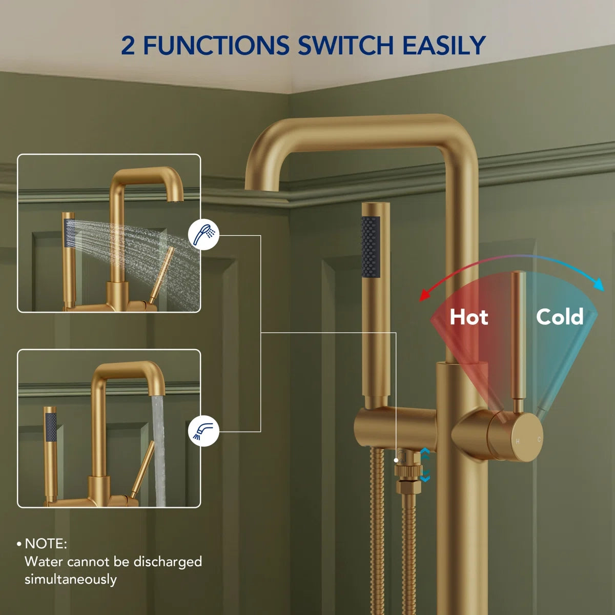 Single Handle Freestanding Tub Filler with Diverter LP902-YG - Brushed Gold