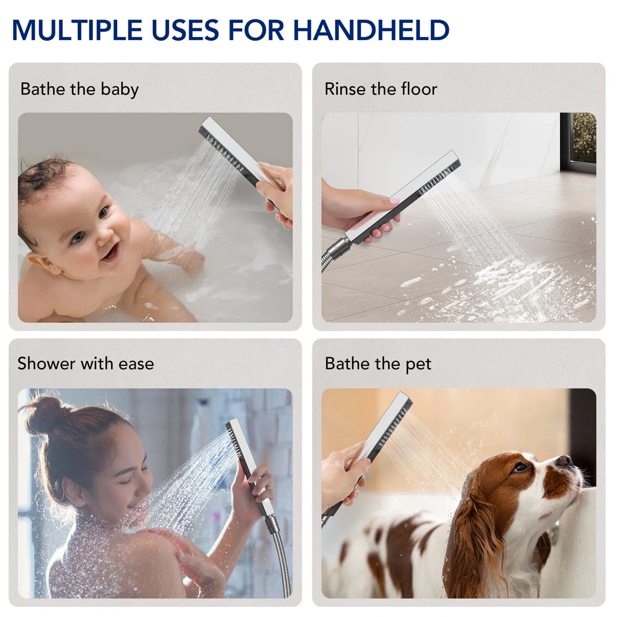 Thermostatic 12" High-Pressure Rainfall Shower Faucet, Dual Showerheads System with Handheld Shower LP0675-LY - Chrome