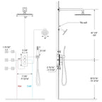 Thermostatic Dual Showerheads System, Wall Mount 12" High-Pressure Rainfall Shower Faucet with Handheld Spray and Body Jet LP0771-LY - Brushed Gold