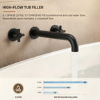 Two-Handle 3-Hole Wall Mounted Roman Tub Faucet Bathtub FillerLP077-YG - Matte Black