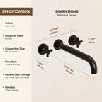 Two-Handle 3-Hole Wall Mounted Roman Tub Faucet Bathtub FillerLP077-YG - Matte Black