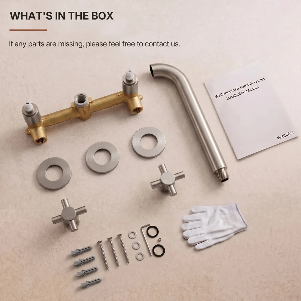 Two-Handle 3-Hole Wall Mounted Roman Tub Faucet Bathtub FillerLP078-YG - Brushed Nickel