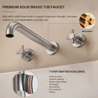 Two-Handle 3-Hole Wall Mounted Roman Tub Faucet Bathtub FillerLP078-YG - Brushed Nickel