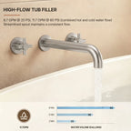 Two-Handle 3-Hole Wall Mounted Roman Tub Faucet Bathtub FillerLP078-YG - Brushed Nickel