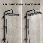 Wall Mount Pressure-Balanced Shower System, 13" Rainfall Shower Head with Slider Bar Handheld Spray LP05578-LY - Matte Black