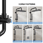 Wall Mount Pressure-Balanced Shower System, 13" Rainfall Shower Head with Slider Bar Handheld Spray LP05578-LY - Matte Black