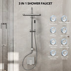 Wall Mount Pressure-Balanced Shower System, 13" Rainfall Shower Head with Slider Bar Handheld Spray LP0673-LY - Brushed Nickel