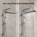 Wall Mount Pressure-Balanced Shower System, 13" Rainfall Shower Head with Slider Bar Handheld Spray LP0665-LY - Chrome