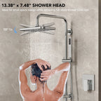 Wall Mount Pressure-Balanced Shower System, 13" Rainfall Shower Head with Slider Bar Handheld Spray LP0665-LY - Chrome