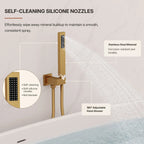 Wall Mount Waterfall Tub Faucet with Pressure Balance Valve and Hand Shower LP2234908-YG - Brushed Gold