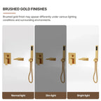 Wall Mount Waterfall Tub Faucet with Pressure Balance Valve and Hand Shower LP2234908-YG - Brushed Gold