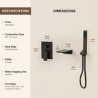 Wall Mount Waterfall Tub Faucet with Pressure Balance Valve and Hand Shower LP22109-YG - Matte Black
