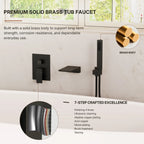 Wall Mount Waterfall Tub Faucet with Pressure Balance Valve and Hand Shower LP22109-YG - Matte Black