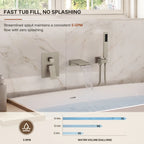 Wall Mount Waterfall Tub Faucet with Pressure Balance Valve and Hand Shower LP-220389-YG - Brushed Nickel