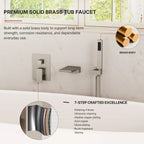 Wall Mount Waterfall Tub Faucet with Pressure Balance Valve and Hand Shower LP-220389-YG - Brushed Nickel
