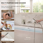Wall Mount Waterfall Tub Faucet with Pressure Balance Valve and Hand Shower LP-220389-YG - Brushed Nickel