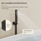 Wall Mounted Waterfall Tub Spout Bathtub Faucet with Diverter & Handheld Shower LP88081-YG - Matte Black
