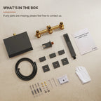Wall Mounted Waterfall Tub Spout Bathtub Faucet with Diverter & Handheld Shower LP88081-YG - Matte Black