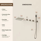 Wall Mounted Waterfall Tub Spout Bathtub Faucet with Diverter & Handheld Shower LP889108-YG - Brushed Nickel